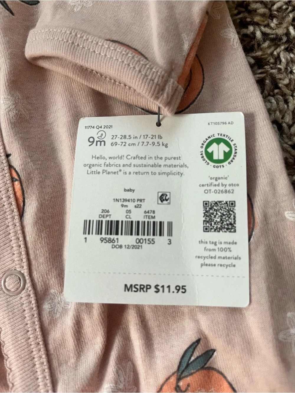 Little Planet by Carters NWT peach sleeper